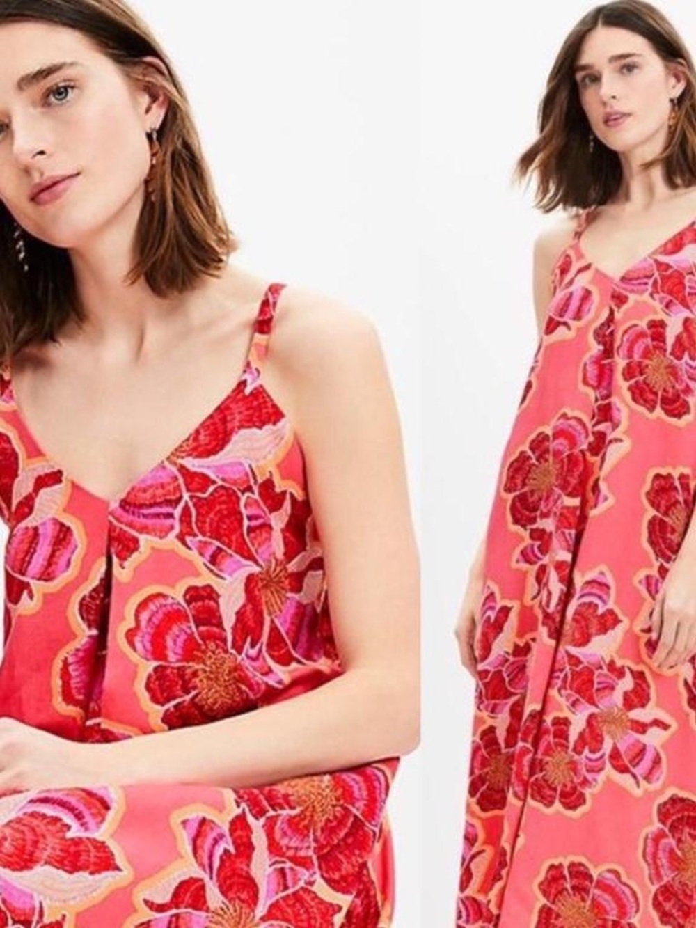 LOFT Pink Floral Sundress with Spaghetti Straps